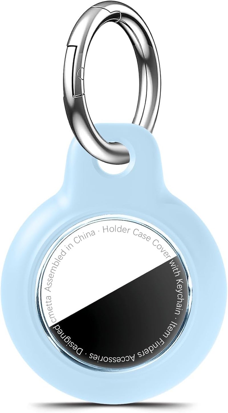 cmetta Waterproof for AirTag Holder Case with Keychain, Ultra-Thin Lightweight PC Hard Shell, Swivel Buckle for Tracking Luggage, Bags, Backpacks, Keys, Pets, Suitcases (Light Blue) - Image 1